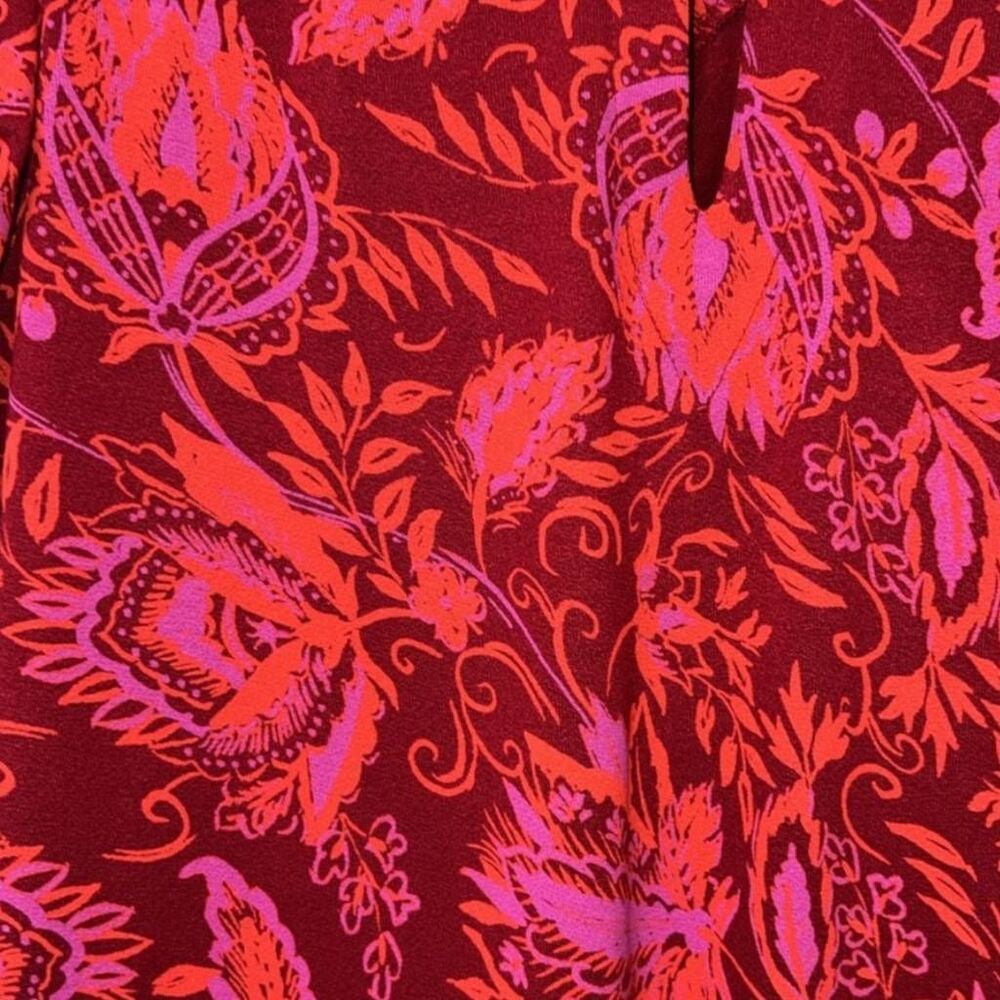 Free People Hello Lover Floral Mini Dress XS Red Puff Sleeve Keyhole Back - Picture 10 of 11